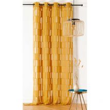 Voilage tamisant transparent et graphique Jaune 140x280 cm