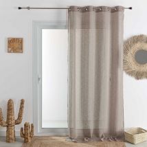 Voilage tamisant uni à fines rayures Beige foncé 140x260 cm