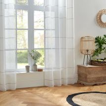 Voilage tissé lignes horizontales Indi 140 x 240 cm Atmosphera - Blanc