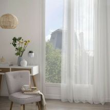 Voilage tissé sablé Sam 140 x 240 cm Atmosphera - Blanc
