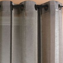 Voilage Etamine Rayures verticales Gris clair 150x260 cm