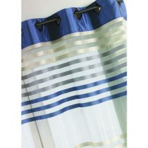 Voilage en Organza rayé et Coloré Bleu 140x260 cm