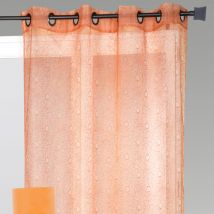 Voilage organza gribouillis et bulles brodée Terracotta 140x240 cm