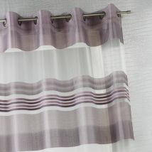 Voilage Organza rayures horizontales tissées Vieux rose 140x240 cm