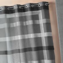 Voilage tissé à rayures horizontales dégradées Gris anthracite 140x240 cm