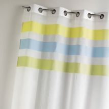 Voilage en étamine fantaisie à rayures horizontales Vert clair 140x260 cm