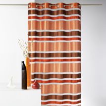 Voilage en Organza rayures horizontales Marron chocolat 140x240 cm