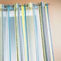 Voilage en organza jacquard à rayures verticales colorées Bleu Pétrole 140x260 cm