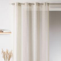 Voilage à rayures verticales ton sur ton Beige 145x260 cm