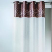Voilage en jacquard avec parement haut 'chevron' Marron chocolat 140x240 cm