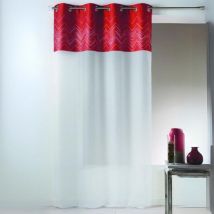 Voilage en jacquard avec parement haut 'chevron' Terracotta 140x240 cm