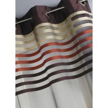 Voilage en Organza rayé et Coloré Marron chocolat 140x260 cm