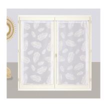Voilages blancs imprimés feuilles, 2X 60x120cm avec tunnel passe-tringle - prêts à accrocher Atout Ciel