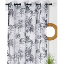 Voilage tropical noir et blanc - 150x260cm - Blanc