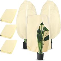 Voile D'Hivernage Pour Plantes D'Extérieur, 3 Pièces, 100 X 80 Cm, 70 G/m², Indéchirable, Réutilisable, Avec Fermeture Éclair, Beige, Pour Palmiers