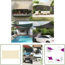 The Living Store Voile d'ombrage 160 g/m² Crème 4x7 m pehd - Parasol - Voile D'ombrage - Parasol Rectangulaire - Parasol Crème - Parasol Extérieur