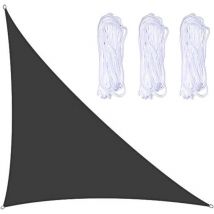 Voile d'ombrage à angle droit 3 x 4 x 5 m avec 3 cordes, pour jardin, terrasse, fête, cour, camping(Noir)