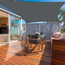 Sunny Inch - Voile d'ombrage carré 280g/m² - 5 x 5 m - Haute densité résistante au vent - Tissu micro-aéré - Gris