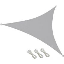 Voile d'ombrage imperméable 3 x 3 x 3 m gris –Triangulaire–Pour jardin, terrasse et balcon – Résistant aux uv et aux intempéries