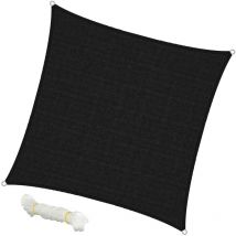 Ecd Germany - Voile d'ombrage Toile Tendue Parasol Carré 3,6x3,6 m Anthracite hdpe Anti uv - Câbles de tension compris - Auvent Pare-Soleil de