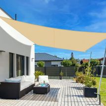 Voile d'ombrage Rectangulaire 4x4m Toile Ombrage Auvent Imperméable PES,Protection 95% uv pour Jardin,Extérieur Terrasse,Sable