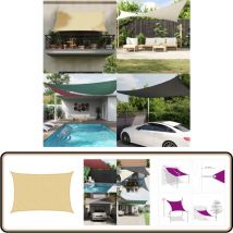 Voile d'ombrage sable 3x2 m 100 % polyester oxford - Voile D'ombrage - Parasol - Abri Solaire - Protection Solaire - Jardin