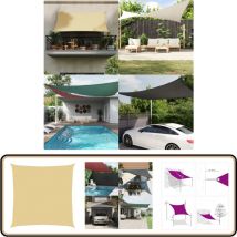 Voile d'ombrage sable 4x4 m 100 % polyester oxford - Voile D'ombrage - Parasol - Protection Solaire - Abri Extérieur - Jardin