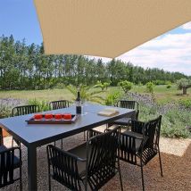 Voile d'ombrage trapèze 280g/m² - 3 x 4 x 4 x 5 m - Haute densité résistante au vent - Tissu micro-aéré - Beige