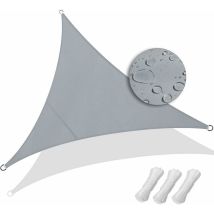 Voile D'Ombrage Triangle Imperméable Protection Uv 95% En Polyester Résistant Et Respirant Pour Jardin Terrasse Avec Corde 3x3x3m(gris)