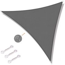 Voile d'ombrage Triangulaire 5 x 5 x 5m Toile Ombrage Une Protection des Rayons UV pour Extérieur,Terrasse,Jardin - Gris