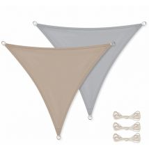 Linxor - Voile d'ombrage triangulaire imperméable et anti-UV - 4 x 4 x 4 m - Taupe