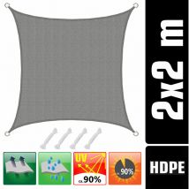 Amanka - Voile d'ombrage uv 2x2 hdpe Carré Protection Solaire Toile de Jardin Balcon Gris
