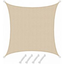 Cyslmuk - Voile d'ombrage uv 2x2 m hdpe Carré Protection Solaire Toile de Jardin Beige