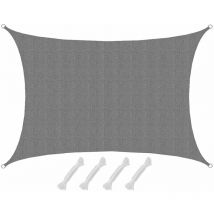 Amanka - Voile d'ombrage uv 3x4 m hdpe Rectangulaire Protection Solaire Toile Jardin Gris