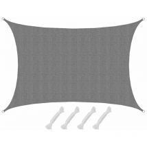 Amanka - Voile d'ombrage uv 6x4m hdpe Rectangulaire Protection Solaire de Jardin Gris