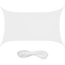 Voile d'ombrage rectangulaire, 3 x 4 m, toile pare-soleil, hydrofuge, avec cordes, blanche - Relaxdays