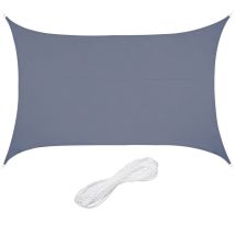 Relaxdays Voile d'ombrage rectangulaire, 3 x 4 m, toile pare-soleil, hydrofuge, avec cordes, gris foncé