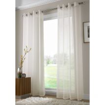 Voile Ring Top Eyelet Curtain Panel Ivory 54' Drop