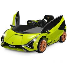 Voiture de Sport Électrique 12V pour Enfants 3-8Ans 2 Portes Papillons Effets Sonores et Lumineux 108x64x41cm Vert CW9397 Maison Chic