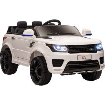 Voiture électrique enfant suv 4X4 - 12V, 2 moteurs, 5Km/h max. - télécommande - nombreux effets - blanc