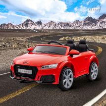 Voiture Électrique pour Enfant, Audi TT RS 12V avec 2 Moteurs de 30W, Télécommande 2.4G, 3-5km/h, Lumières LED, Klaxon Réaliste, Musique, Bluetooth,