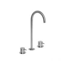 Vola - HV10 Dreilocharmatur mit Schwenkauslauf Ausladung 143mm edelstahl (massiv) Art.Nr. HV10 40