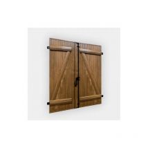 Volet battant PVC 2 vantaux H155 x L100 cm chêne doré à barres et écharpes
