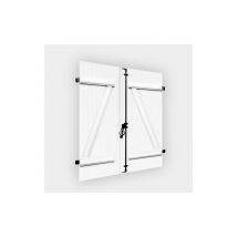 Gefradis - Volet battant pvc 2 vantaux H105 x L100 cm blanc à barres et écharpes