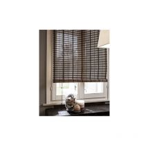 Volet en lanie'res de bambou marron fonce' 120x250 cm avec poulie enroulable supports bois et crochets me'talliques
