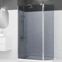 Aurlane - Volet pivotant pour paroi de douche fixe - 40x200cm - Verre fumé 6mm - Profile Chromé