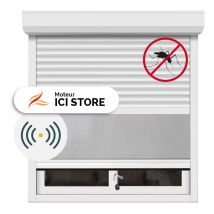 Volet Roulant avec Moustiquaire Intégrée moteur radio H120xL120 alu Blanc 9016