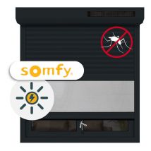 Volet Roulant Moustiquaire Intégrée Solaire alu motorisé Somfy H110xL100 Anthracite 7016