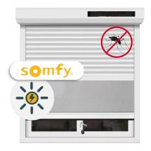 Volet Roulant Moustiquaire Intégrée Solaire alu motorisé Somfy H135xL120 Blanc 9016