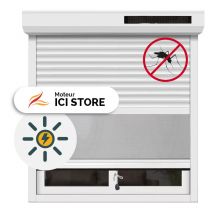 Volet Roulant Solaire Moustiquaire Intégrée alu motorisé H130xL120 Blanc 9016